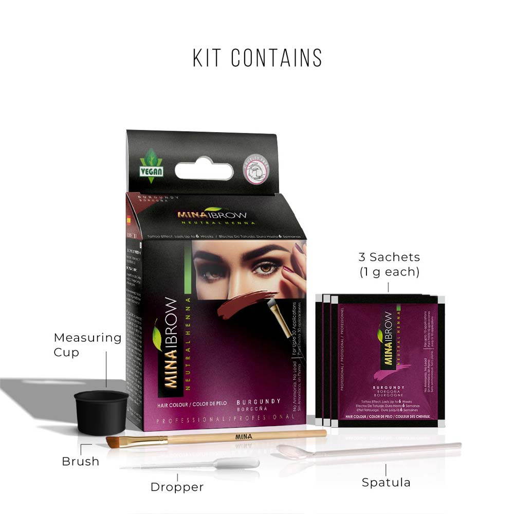 Mina Brow Henna Regular Tint Kit - Burgundy – IBrowhenna