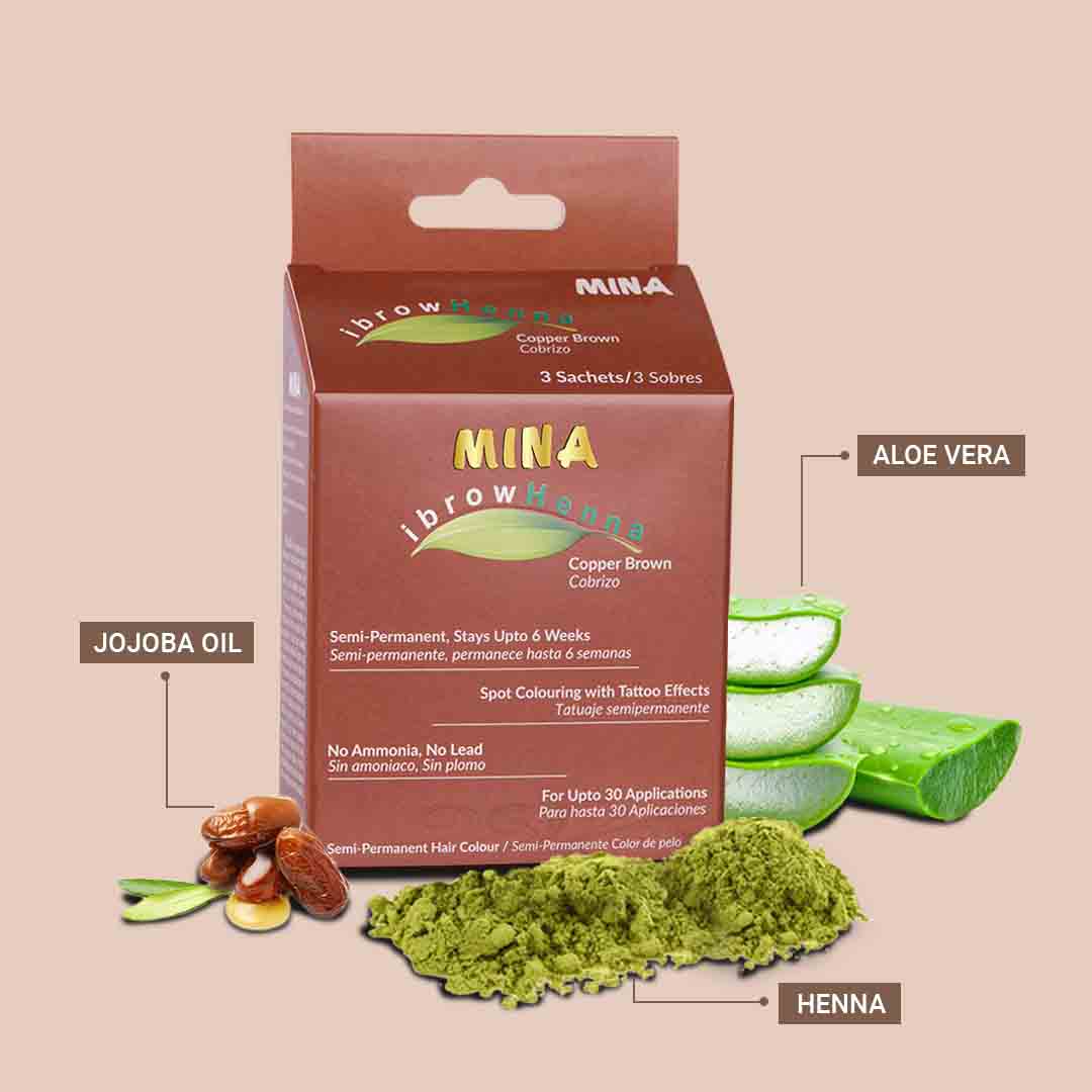 Mina Eyebrow Natural Henna Copper Brown Tint Kit – IBrowhenna